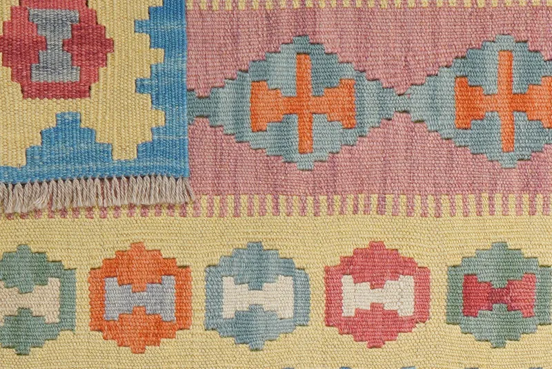 Kelim Gashgai · Handgewebt – Rosa, 239x64 cm