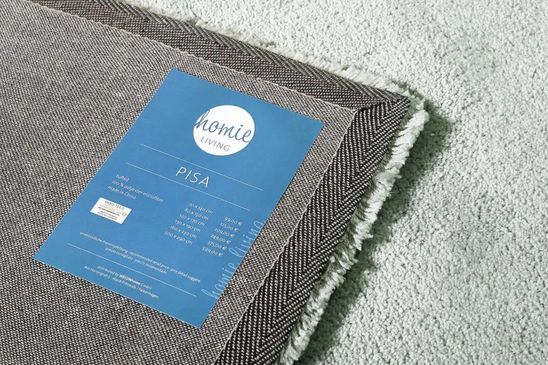 Teppich Hellgrau Grün Hochflor "Pisa" Homie Living