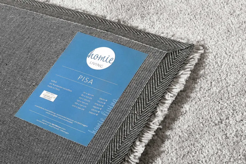 Teppich Hellgrau Creme meliert Hochflor "Pisa" Homie Living