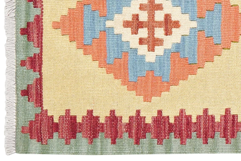 Kelim Gashgai · Handgewebt – Gelb, 185x59 cm