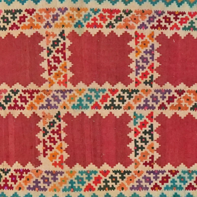 Kelim Gashgai Old · Handgewebt – Bunt, 427x121 cm