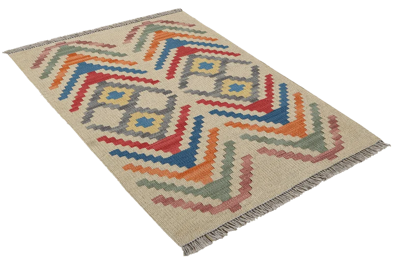 Kelim Gashgai · Handgewebt – Beige, 85x62 cm