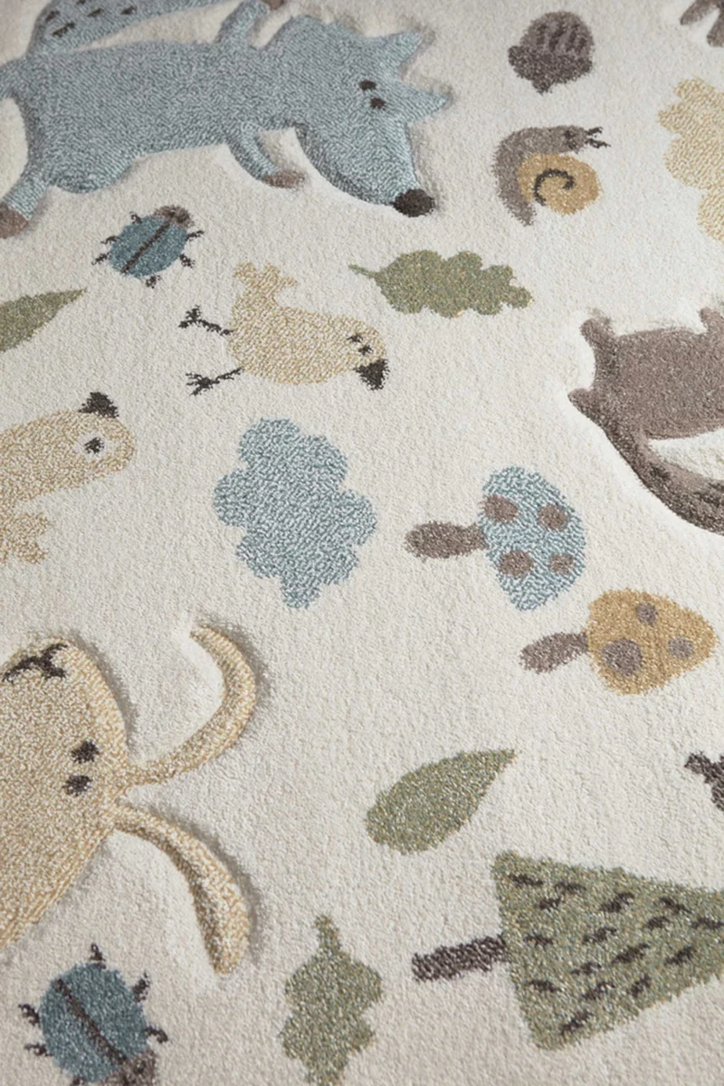 Kinderteppich beige blau "Forest" Sigikid