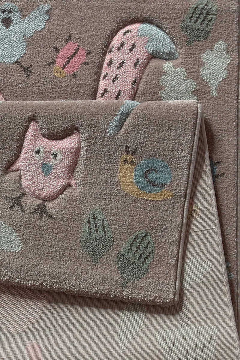 Kinderteppich dunkelbeige rosa blau "Forest" Sigikid
