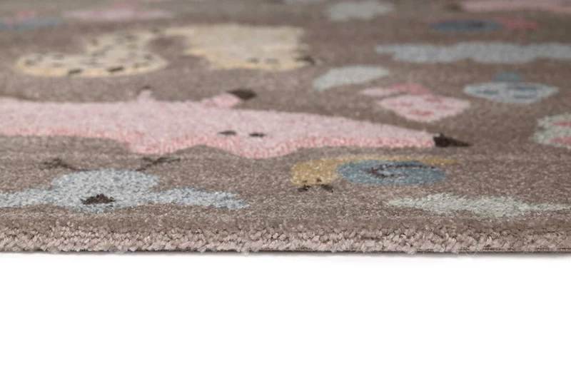 Kinderteppich dunkelbeige rosa blau "Forest" Sigikid