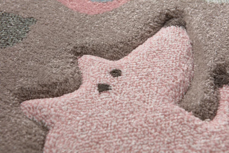 Kinderteppich dunkelbeige rosa blau "Forest" Sigikid