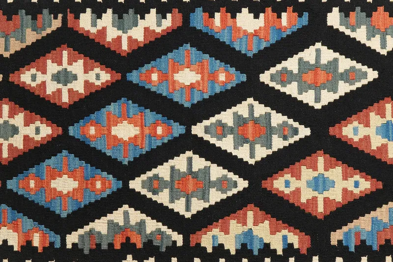 Kelim Gashgai · Handgewebt – Schwarz, 194x150 cm