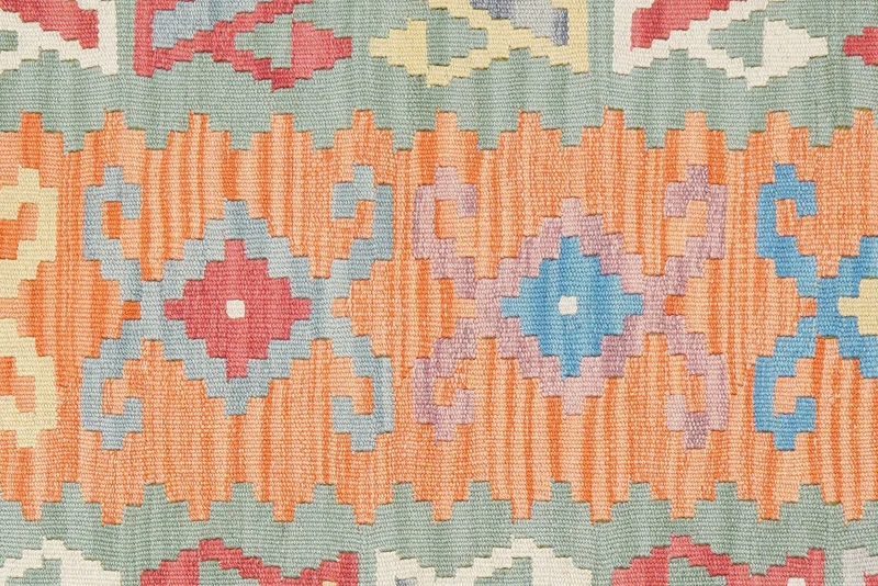 Kelim Gashgai · Handgewebt – Orange, 282x85 cm