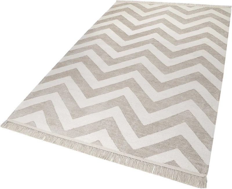 Kelim Teppich Beige aus Naturfasern "Zig-Zag" WECONhome