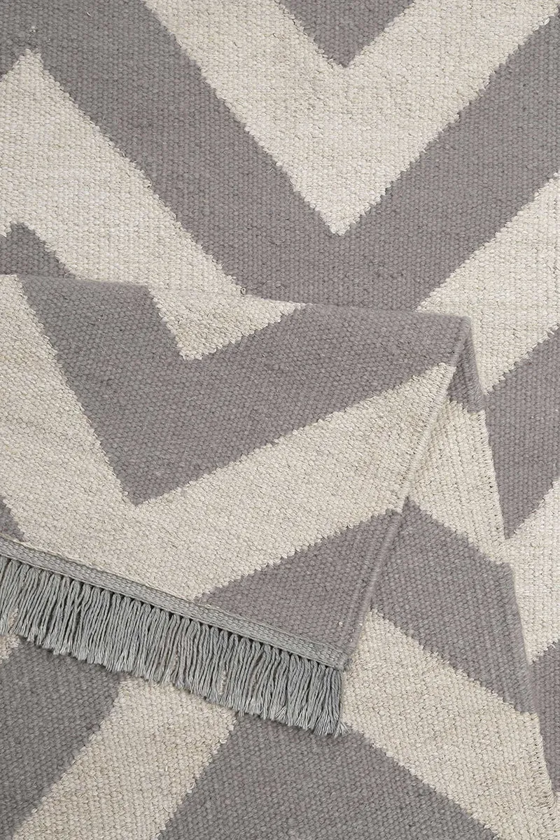 Kelim Teppich Grau Blau aus Naturfasern "Zig-Zag" WECONhome