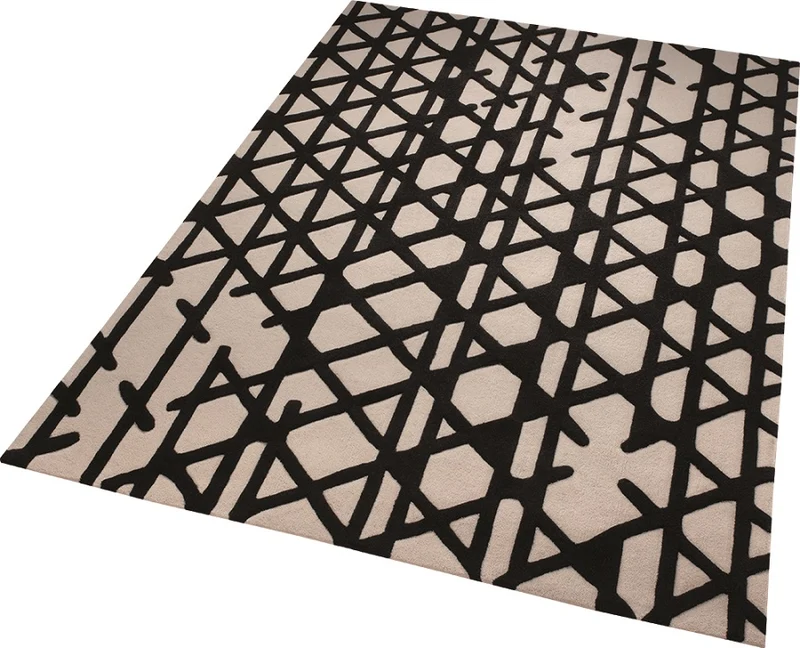 Esprit Kurzflor Teppich aus Wolle "Artisan Pop" schwarz beige