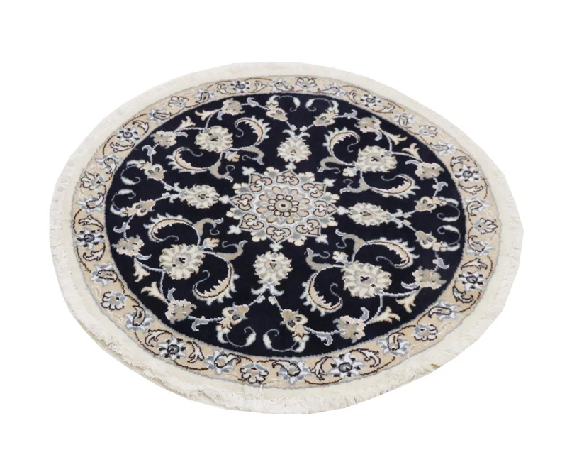 Quadratischer Perser - Nain - 100 x 100 cm - dunkelblau