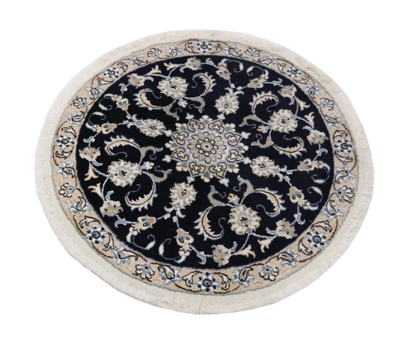 Quadratischer Perser - Nain - 100 x 100 cm - dunkelblau