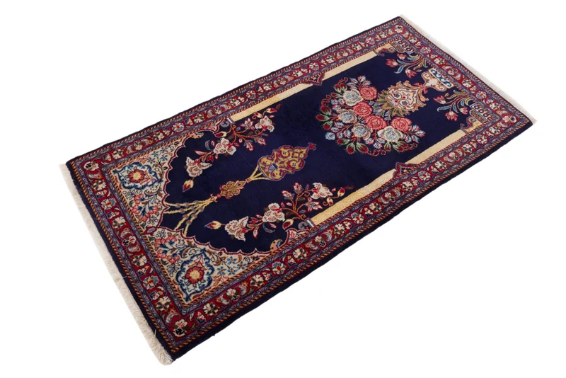 Perserteppich - Ghom - 70 x 126 cm - dunkelblau
