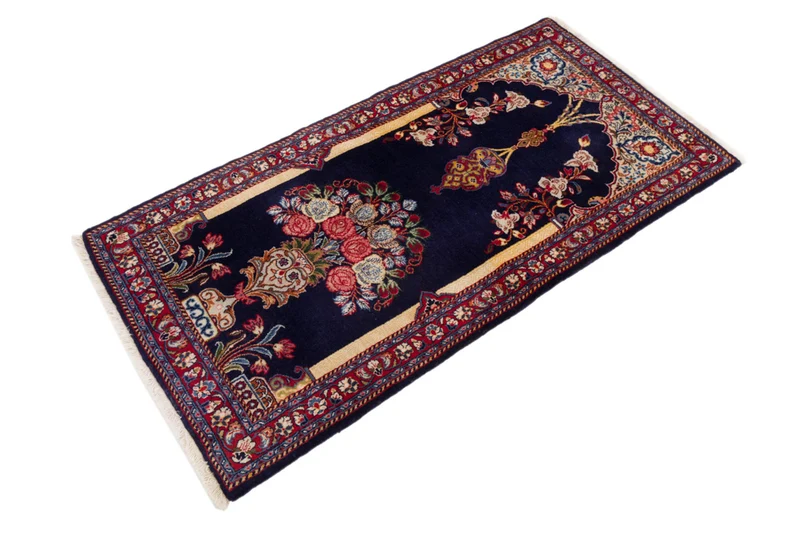 Perserteppich - Ghom - 70 x 126 cm - dunkelblau
