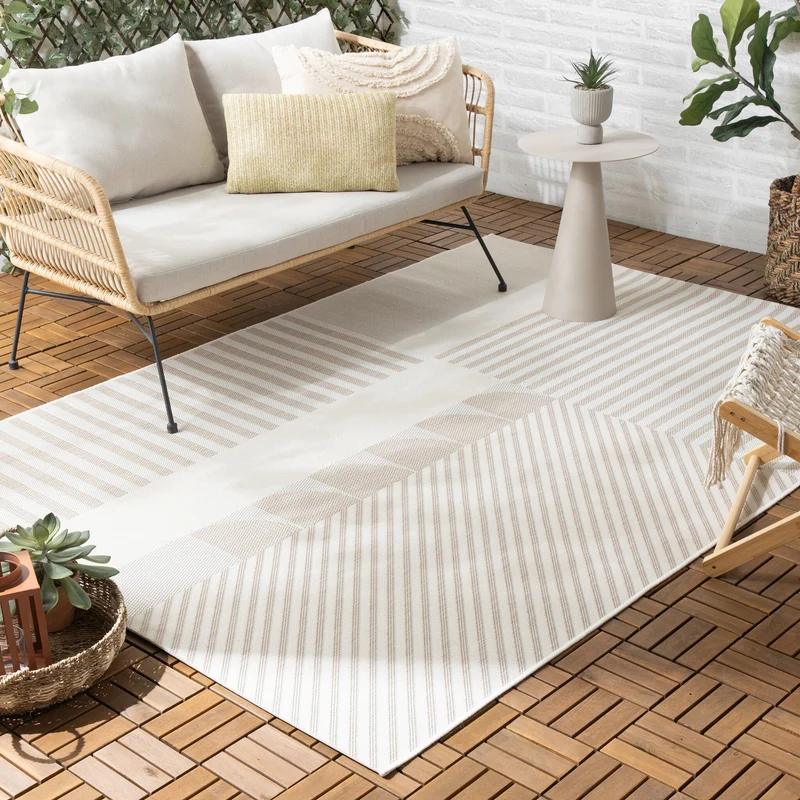 Outdoor Teppich - Capri Lines Beige Creme