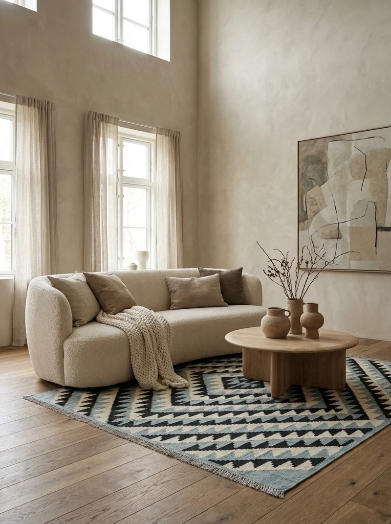 Kelim Gashgai · Handgewebt – Beige, 198x160 cm