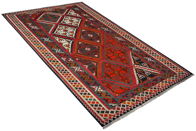 Kelim Gashgai Old · Handgewebt – Rot, 262x158 cm