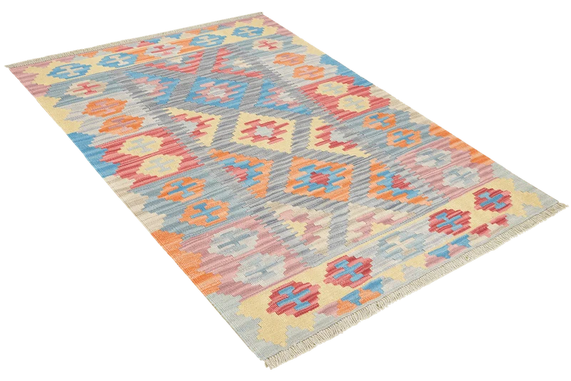 Kelim Gashgai · Handgewebt – Grau, 148x100 cm
