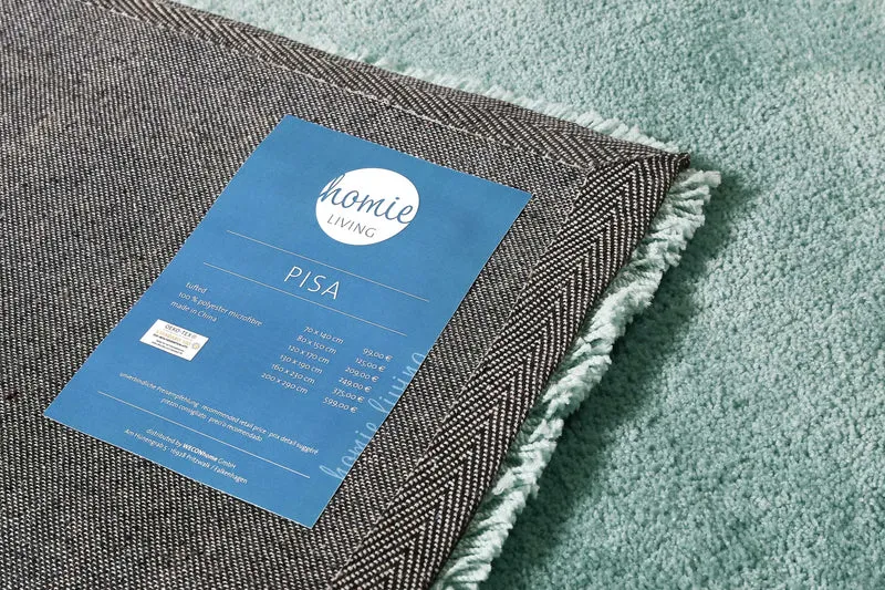 Teppich Türkis Grau Hochflor "Pisa" Homie Living