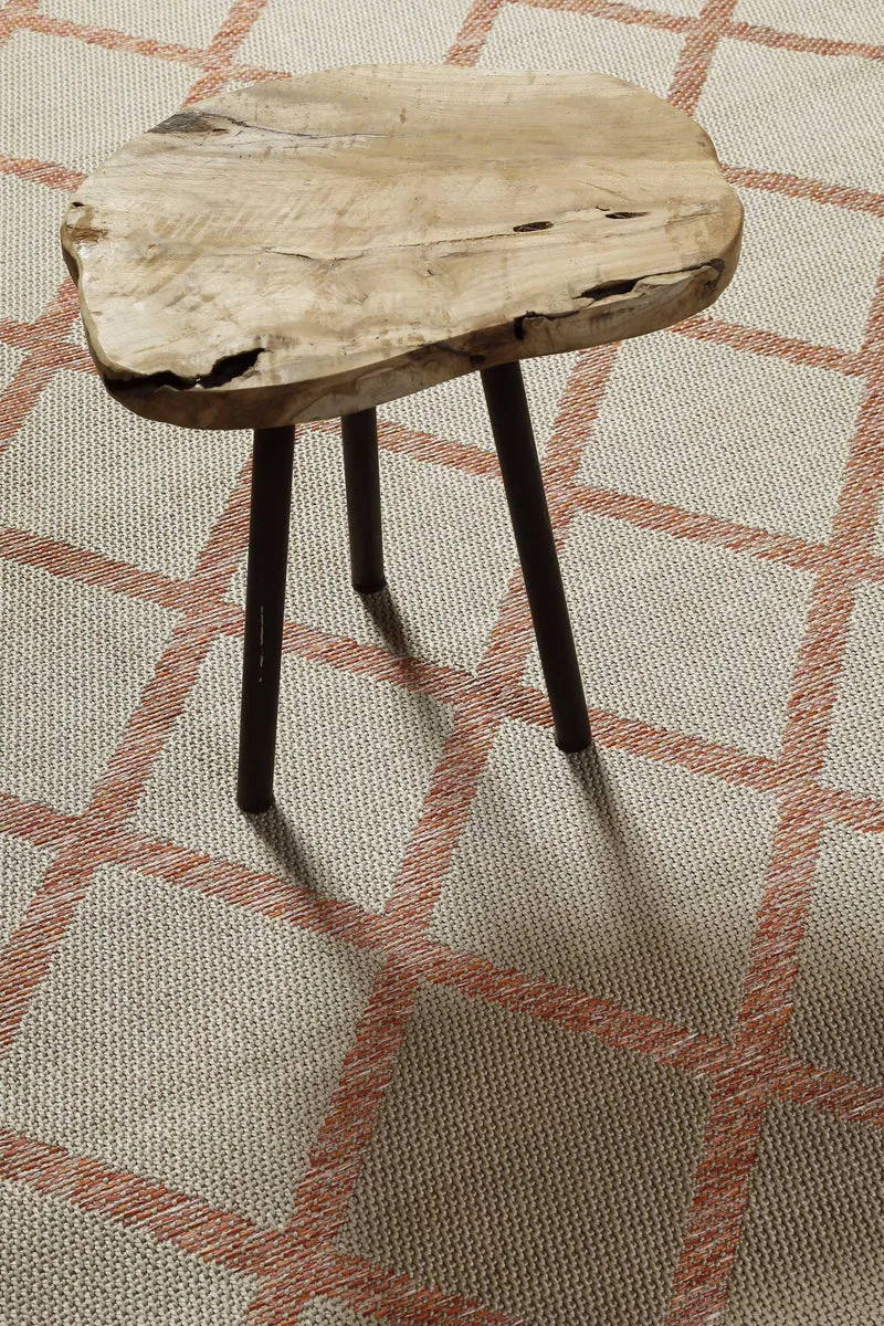 Outdoor Teppich Beige Rot "Bergamo" Homie Living
