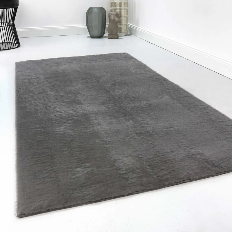 Kunstfell Teppich Grau Anthrazit soft & weich "Villa Rosso" Homie Living