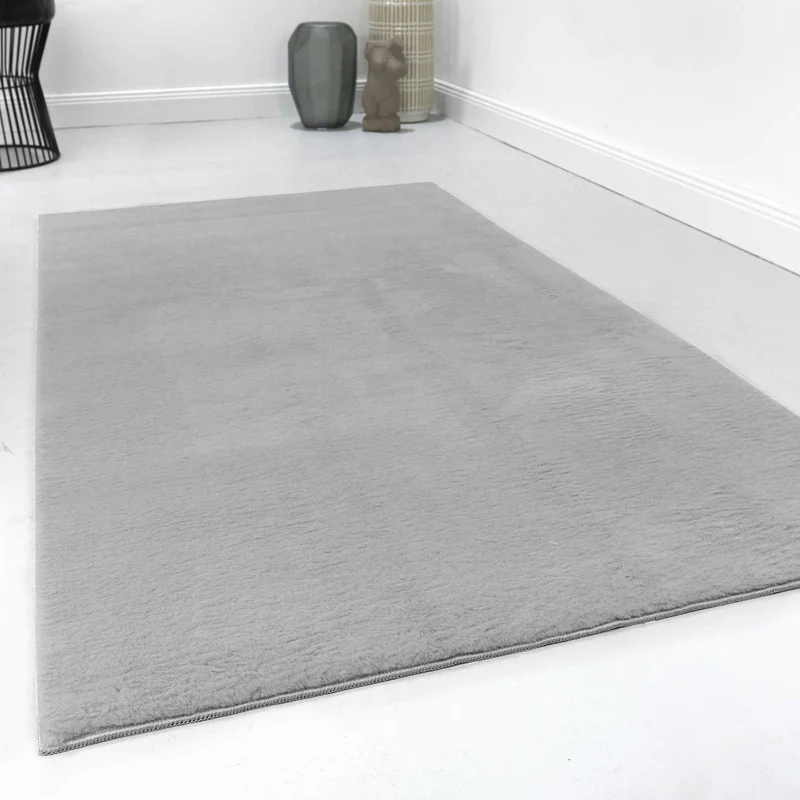 Kunstfell Teppich Hellgrau soft & weich "Villa Rosso" Homie Living