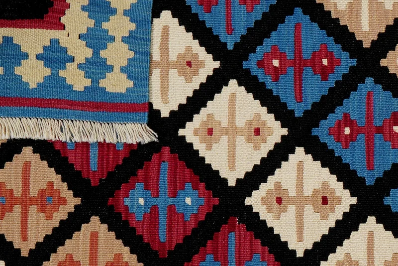 Kelim Gashgai · Handgewebt – Schwarz, 148x105 cm