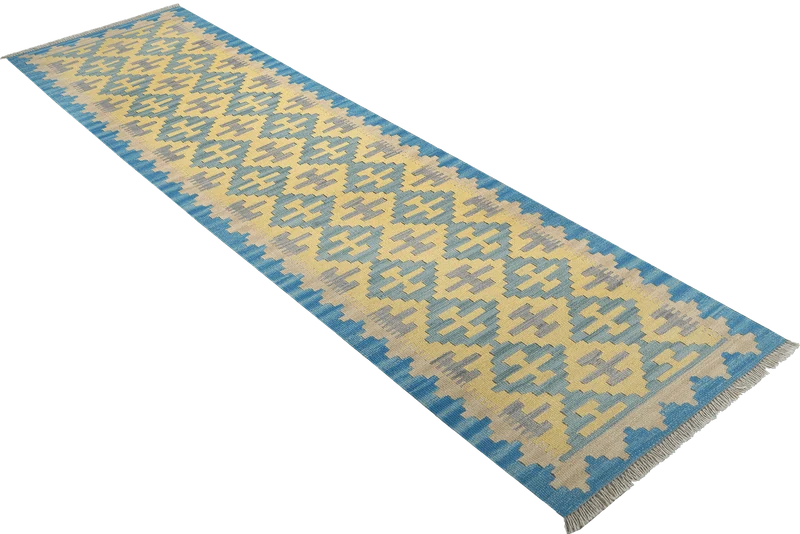 Kelim Gashgai · Handgewebt – Beige, 247x62 cm