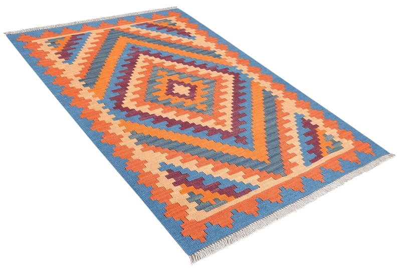 Kelim Gashgai · Handgewebt – Blau, 123x84 cm