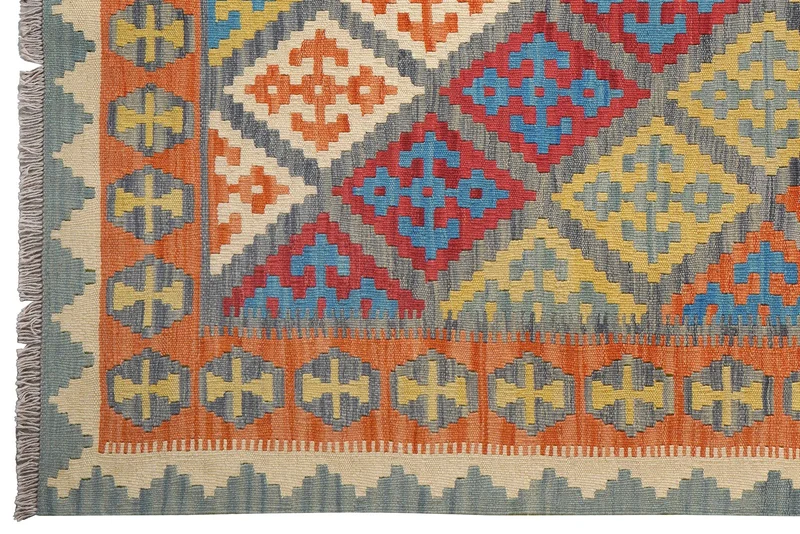 Kelim Gashgai · Handgewebt – Blau, 217x153 cm