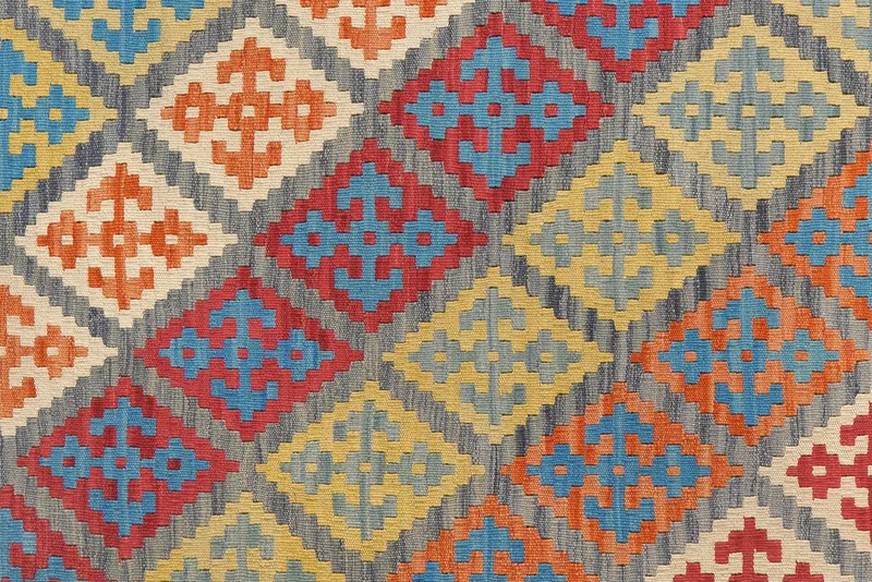 Kelim Gashgai · Handgewebt – Blau, 217x153 cm
