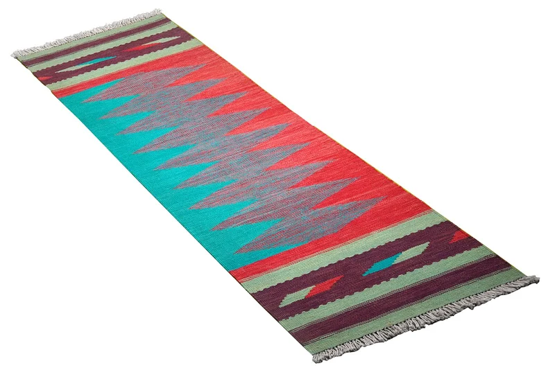 Kelim Gashgai · Handgewebt – Bunt, 215x65 cm