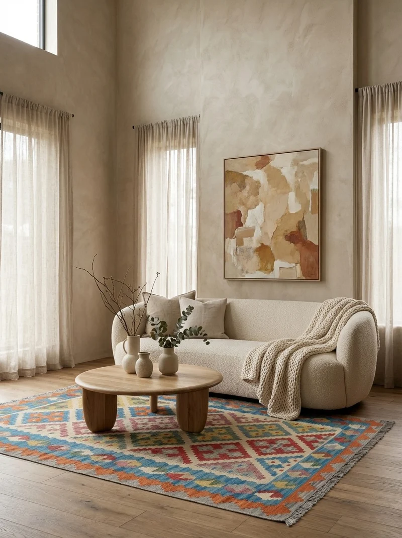 Kelim Gashgai · Handgewebt – Beige, 179x126 cm