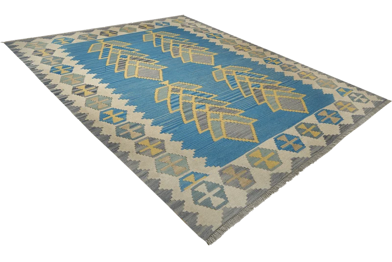 Kelim Gashgai · Handgewebt – Blau, 238x171 cm