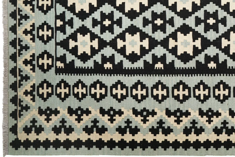 Kelim Gashgai · Handgewebt – Schwarz, 301x203 cm