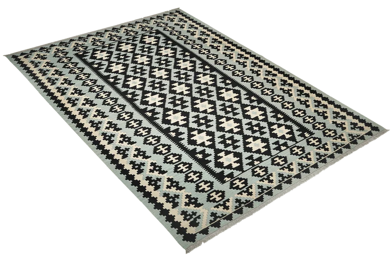 Kelim Gashgai · Handgewebt – Schwarz, 301x203 cm