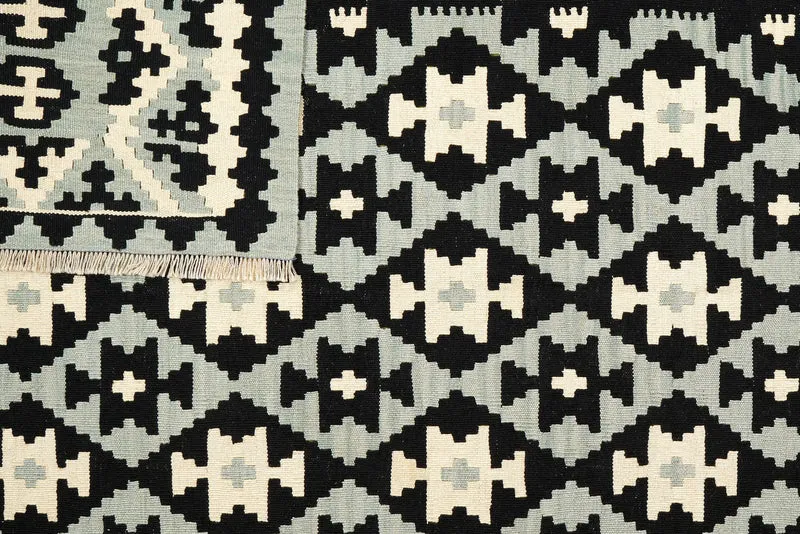 Kelim Gashgai · Handgewebt – Schwarz, 301x203 cm