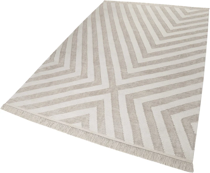 Kelim Teppich Beige aus Naturfasern "Edgy Corners" WECONhome