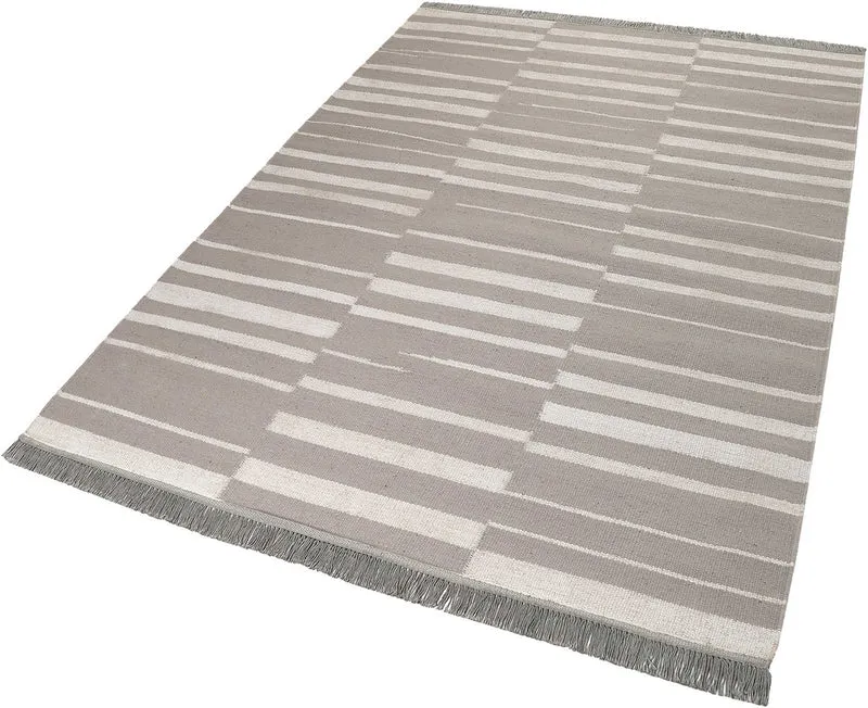 Kelim Teppich Taupe Beige aus Naturfasern "Skid Marks" WECONhome