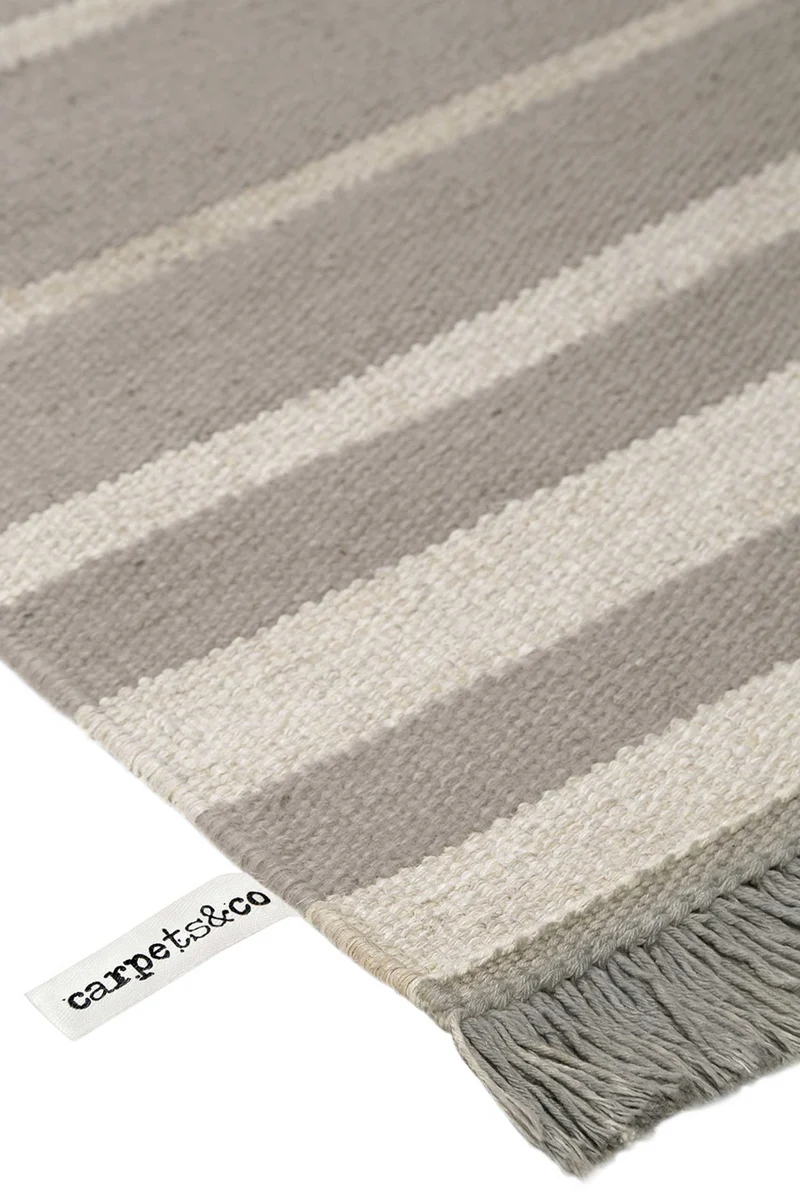 Kelim Teppich Taupe Beige aus Naturfasern "Skid Marks" WECONhome