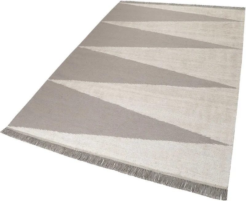 Kelim Teppich Taupe Beige aus Naturfasern "Smart Triangle" WECONhome