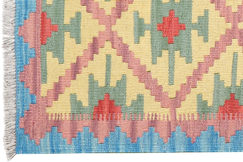 Kelim Gashgai · Handgewebt – Gelb, 198x60 cm