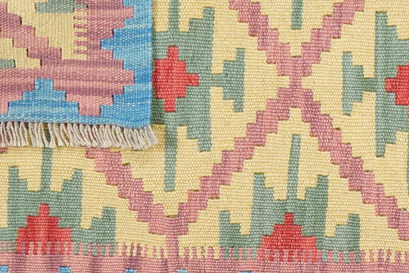 Kelim Gashgai · Handgewebt – Gelb, 198x60 cm