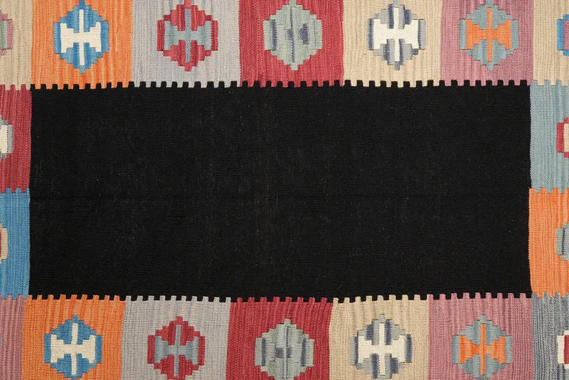 Kelim Gashgai · Handgewebt – Schwarz, 289x209 cm