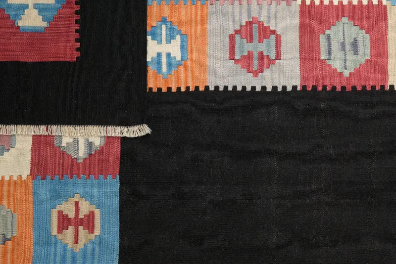 Kelim Gashgai · Handgewebt – Schwarz, 289x209 cm