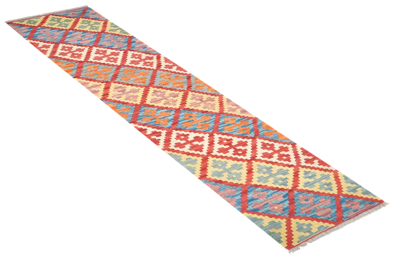 Kelim Gashgai · Handgewebt – Rot, 250x60 cm