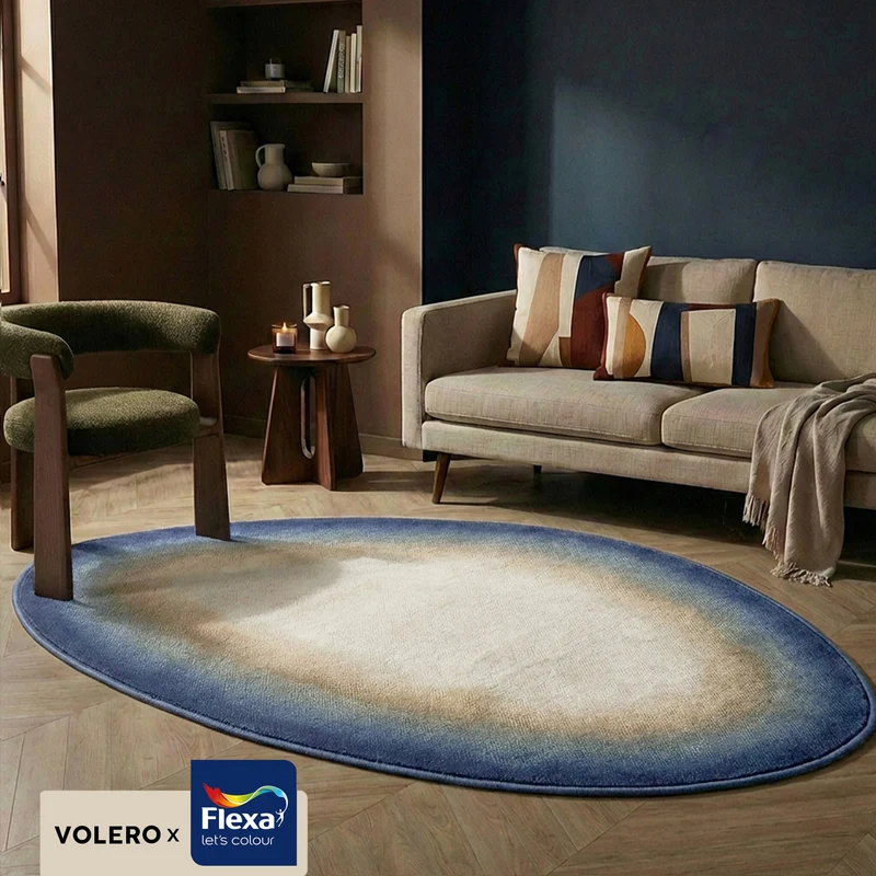 Organischer Teppich – Mellow Blau/Gelb