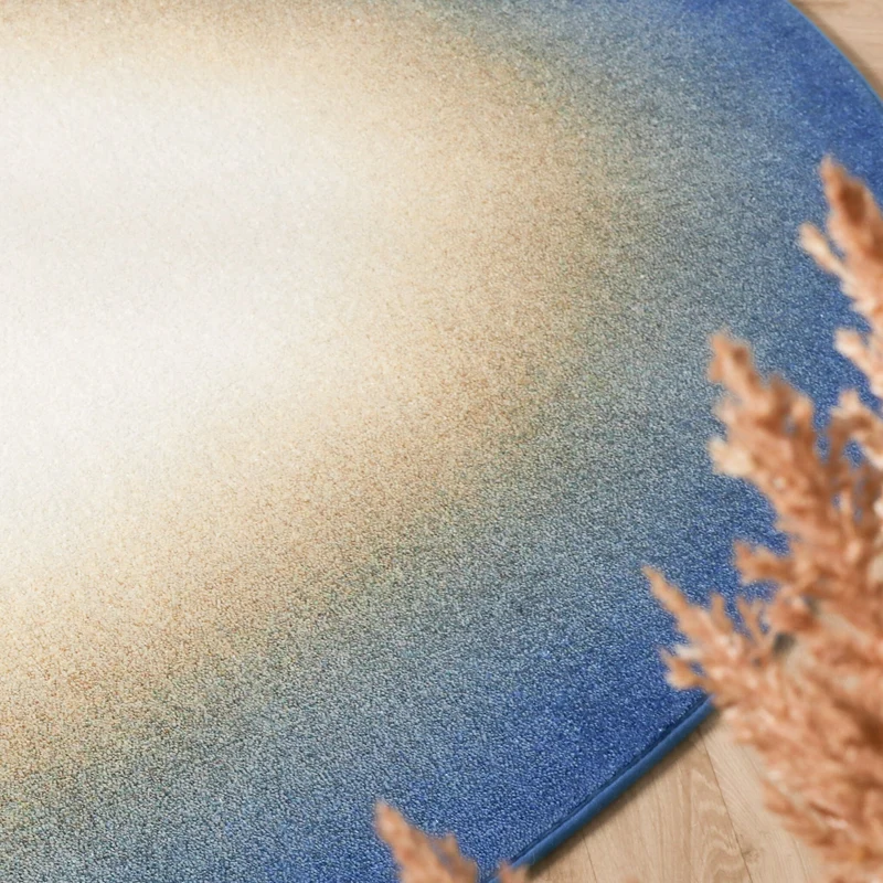 Organischer Teppich – Mellow Blau/Gelb