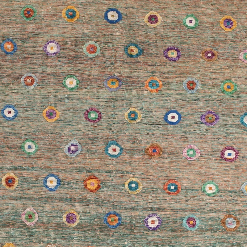 Kelim Maimene Teppich 313x394cm - grün
